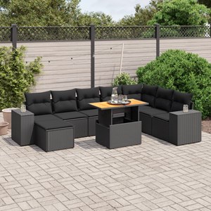 Maison exclusive - salon de jardin 9 pcs avec coussins noir résine tressée