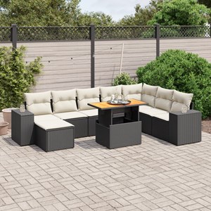 Maison exclusive - salon de jardin 9 pcs avec coussins noir résine tressée
