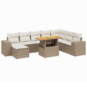 Maison exclusive - salon de jardin avec coussins 9 pcs beige résine tressée