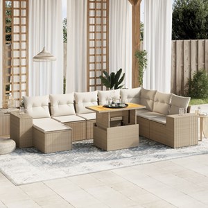 Maison exclusive - salon de jardin avec coussins 9 pcs beige résine tressée