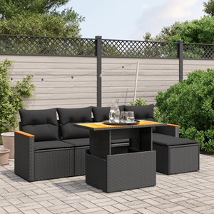 Maison exclusive - salon de jardin 6 pcs avec coussins noir résine tressée