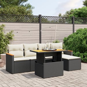 Maison exclusive - salon de jardin 6 pcs avec coussins noir résine tressée