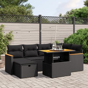 Maison exclusive - salon de jardin 7 pcs avec coussins noir résine tressée