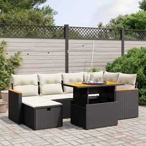 Maison exclusive - salon de jardin 7 pcs avec coussins noir résine tressée