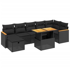 Maison exclusive - salon de jardin 8 pcs avec coussins noir résine tressée