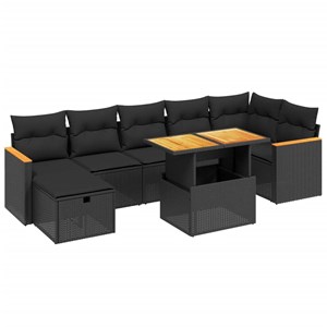 Maison exclusive - salon de jardin 8 pcs avec coussins noir résine tressée