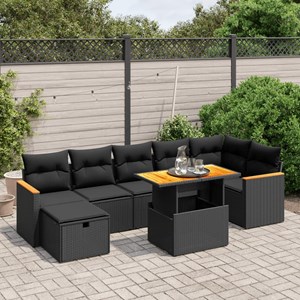 Maison exclusive - salon de jardin 8 pcs avec coussins noir résine tressée