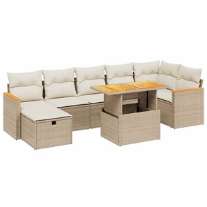 Maison exclusive - salon de jardin avec coussins 8 pcs beige résine tressée
