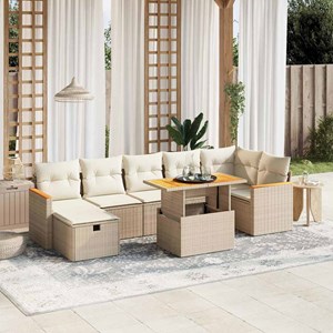 Maison exclusive - salon de jardin avec coussins 8 pcs beige résine tressée
