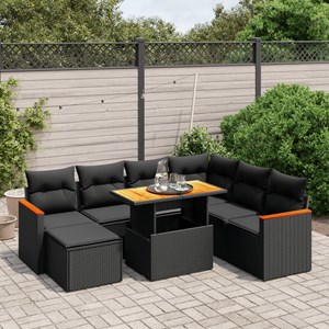 Maison exclusive - salon de jardin 8 pcs avec coussins noir résine tressée