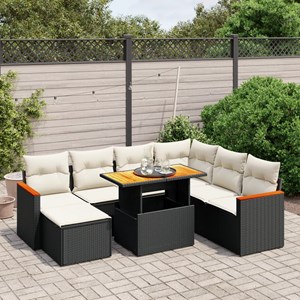 Maison exclusive - salon de jardin 8 pcs avec coussins noir résine tressée