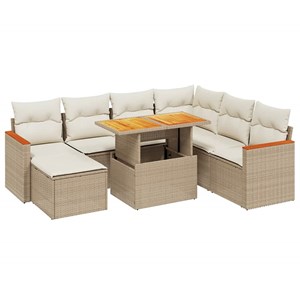 Maison exclusive - salon de jardin avec coussins 8 pcs beige résine tressée
