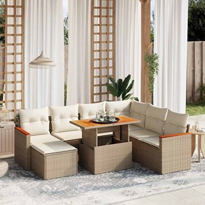 Maison exclusive - salon de jardin avec coussins 8 pcs beige résine tressée