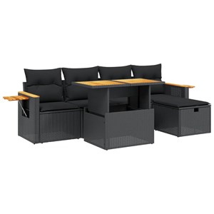 Maison exclusive - salon de jardin 6 pcs avec coussins noir résine tressée