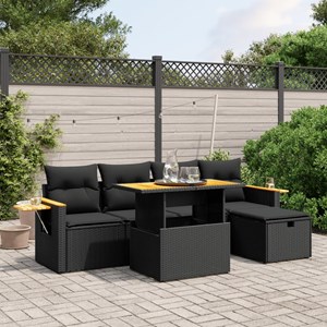 Maison exclusive - salon de jardin 6 pcs avec coussins noir résine tressée