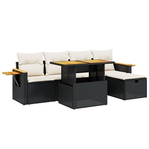 Maison exclusive - salon de jardin 6 pcs avec coussins noir résine tressée