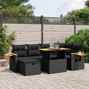 Maison exclusive - salon de jardin 7 pcs avec coussins noir résine tressée