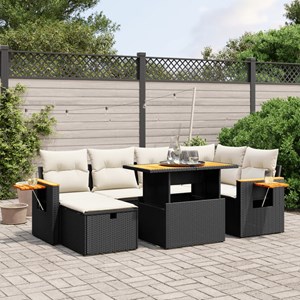 Maison exclusive - salon de jardin 7 pcs avec coussins noir résine tressée