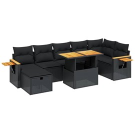 Maison exclusive - salon de jardin 8 pcs avec coussins noir résine tressée