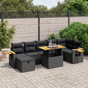 Maison exclusive - salon de jardin 8 pcs avec coussins noir résine tressée