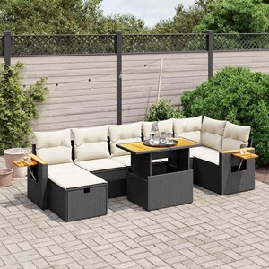 Maison exclusive - salon de jardin 8 pcs avec coussins noir résine tressée