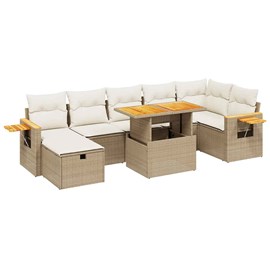 Maison exclusive - salon de jardin avec coussins 8 pcs beige résine tressée