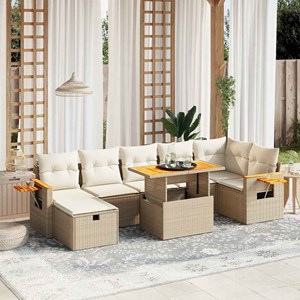 Maison exclusive - salon de jardin avec coussins 8 pcs beige résine tressée