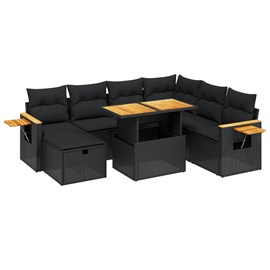 Maison exclusive - salon de jardin 8 pcs avec coussins noir résine tressée