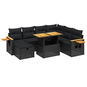 Maison exclusive - salon de jardin 8 pcs avec coussins noir résine tressée