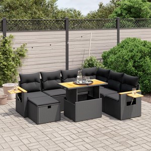 Maison exclusive - salon de jardin 8 pcs avec coussins noir résine tressée