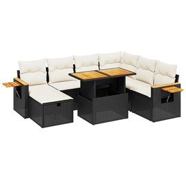 Maison exclusive - salon de jardin 8 pcs avec coussins noir résine tressée