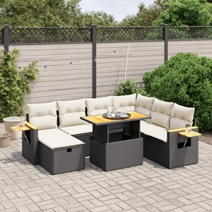 Maison exclusive - salon de jardin 8 pcs avec coussins noir résine tressée