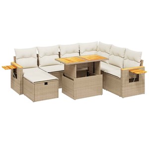 Maison exclusive - salon de jardin avec coussins 8 pcs beige résine tressée