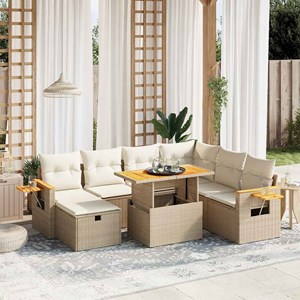 Maison exclusive - salon de jardin avec coussins 8 pcs beige résine tressée