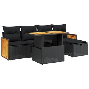 Maison exclusive - salon de jardin 6 pcs avec coussins noir résine tressée