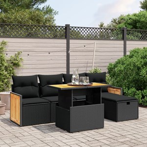 Maison exclusive - salon de jardin 6 pcs avec coussins noir résine tressée