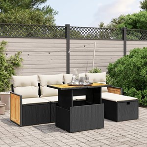 Maison exclusive - salon de jardin 6 pcs avec coussins noir résine tressée