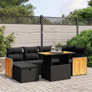 Maison exclusive - salon de jardin 7 pcs avec coussins noir résine tressée