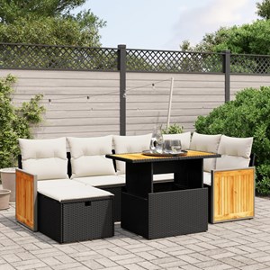 Maison exclusive - salon de jardin 7 pcs avec coussins noir résine tressée