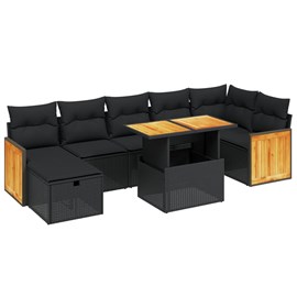 Maison exclusive - salon de jardin 8 pcs avec coussins noir résine tressée