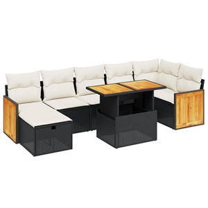 Maison exclusive - salon de jardin 8 pcs avec coussins noir résine tressée