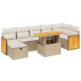 Maison exclusive - salon de jardin avec coussins 8 pcs beige résine tressée