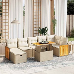 Maison exclusive - salon de jardin avec coussins 8 pcs beige résine tressée
