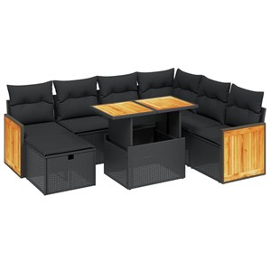 Maison exclusive - salon de jardin 8 pcs avec coussins noir résine tressée