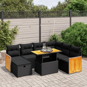 Maison exclusive - salon de jardin 8 pcs avec coussins noir résine tressée