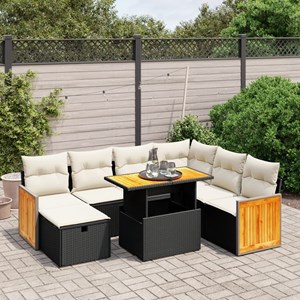 Maison exclusive - salon de jardin 8 pcs avec coussins noir résine tressée