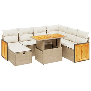Maison exclusive - salon de jardin avec coussins 8 pcs beige résine tressée