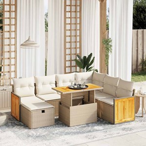 Maison exclusive - salon de jardin avec coussins 8 pcs beige résine tressée