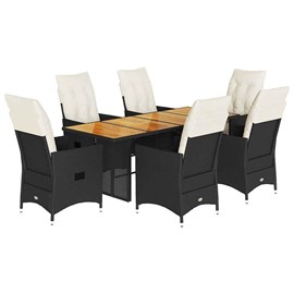 Maison exclusive - ensemble à manger de jardin coussins 7 pcs noir résine tressé