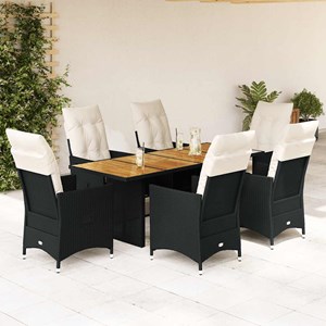 Maison exclusive - ensemble à manger de jardin coussins 7 pcs noir résine tressé
